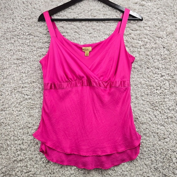 Caslon Babydoll Top Womens Medium Pink Silk Side Zipper Barbiecore Y2K - Picture 1 of 13